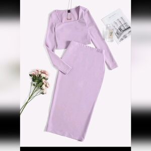 NWOT SHEIN large crop top skirt set